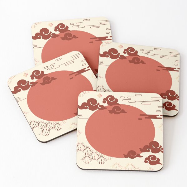 Item preview, Red sun illustration with clouds  designed and sold by Hohohaxi.