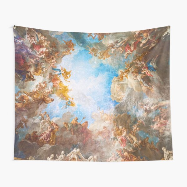 Fresco of Angels in the Palace of Versailles with space background Tapestry