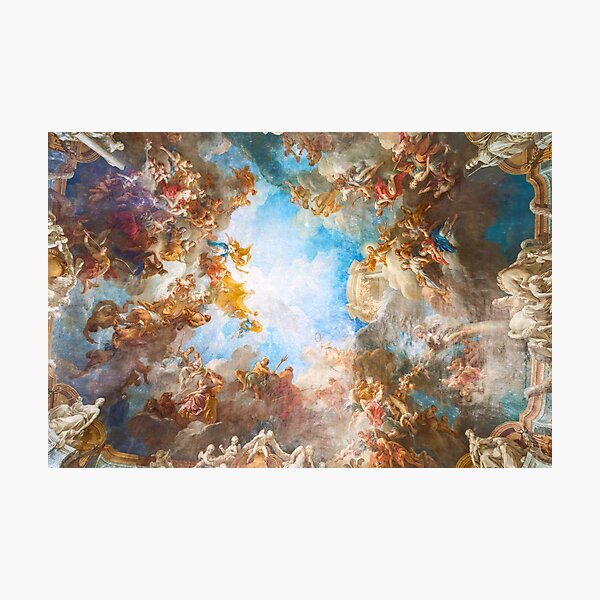 Fresco of Angels in the Palace of Versailles with space background Photographic Print