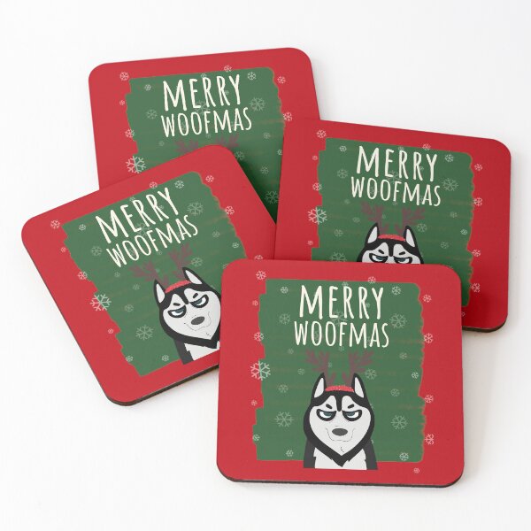 Item preview, Merry Woofmas Christmas Festive Antlers Husky Red designed and sold by Sunny Collections.