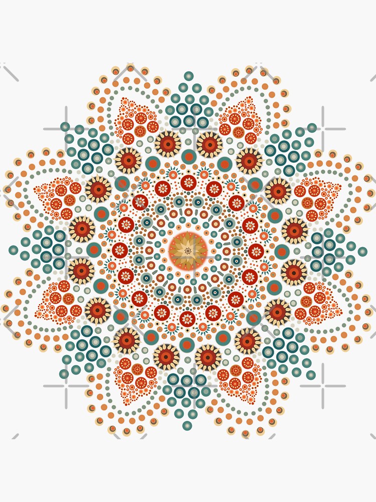 Discover Fall Colors Flower Mandala Original Design Sticker