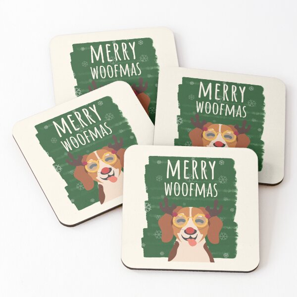 Item preview, Merry Woofmas Christmas Festive Antlers Red Nose Beagle designed and sold by Sunny Collections.