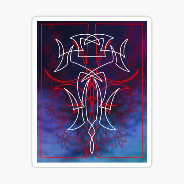 White Over Red Pinstripe Version 2 W/Color Background Sticker