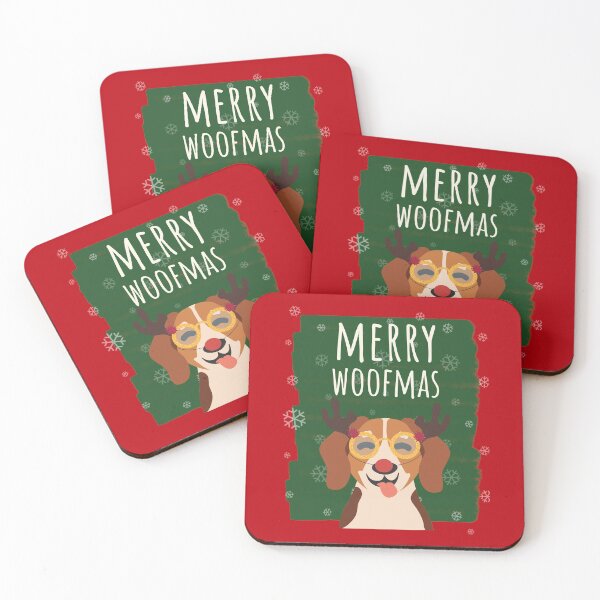 Item preview, Merry Woofmas Christmas Festive Antlers Red Nose Beagle Red designed and sold by Sunny Collections.