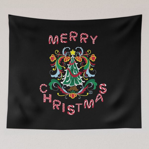 Item preview, Merry Christmas Decorative Tree with Candy Cane Text by Orikall designed and sold by HippieWorks.