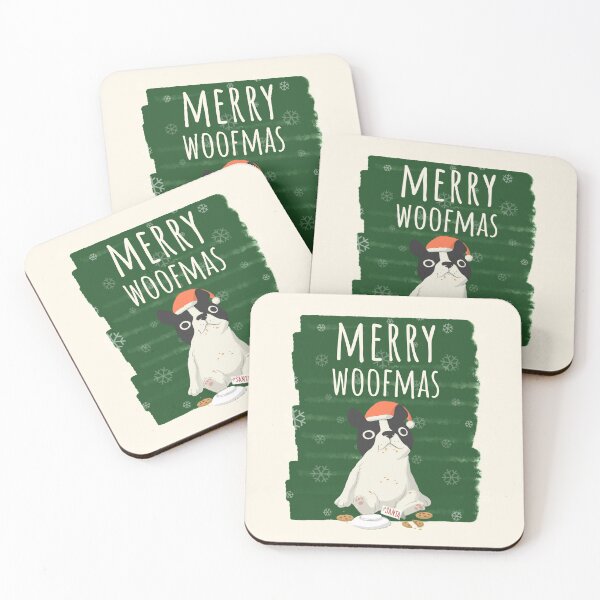 Item preview, Merry Woofmas Christmas Festive Santa Hat Cookies French Bulldog designed and sold by Sunny Collections.
