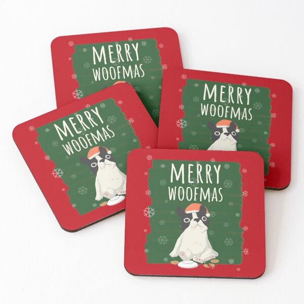 Item preview, Merry Woofmas Christmas Festive Santa Hat Cookies French Bulldog Red designed and sold by Sunny Collections.