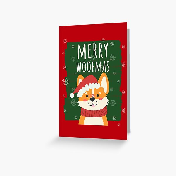 Aperçu de l'œuvre Joyeux Noël Woofmas Bonnet de Noel Festif Corgi Rouge créée et vendue par Sunny Collections.