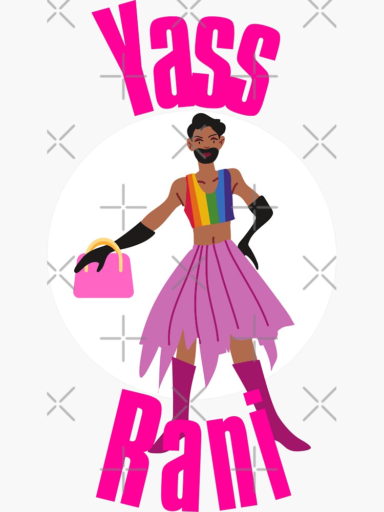 "Yass Rani! (Yass Queen in Hindi) LGBTQ" Sticker for Sale by
