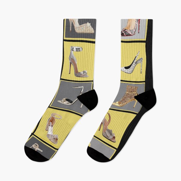 Aperçu de l'œuvre Talons Hauts Chaussures Aiguilles Jaune Gris Femme créée et vendue par lorrinani.