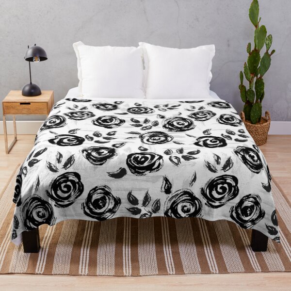 Aperçu de l'œuvre Brushstroke Roses noir sur blanc créée et vendue par nadyanadya.