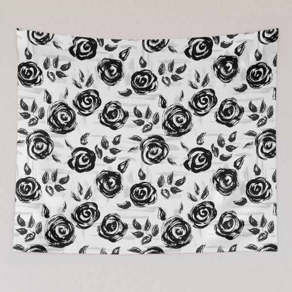 Item preview, Brushstroke Roses Black on White designed and sold by nadyanadya.