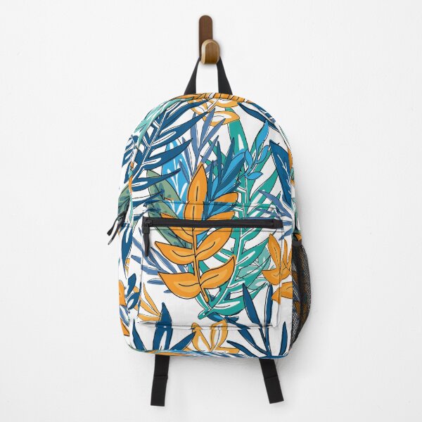 Item preview, Plant Lover - Urban Jungle Leafy Bold Pattern - Orange, Green, Blue, White designed and sold by Cultural Creations Merch.