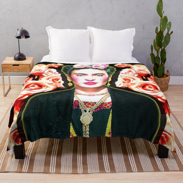 Aperçu de l'œuvre Portrait de Frida Khalo "pop" - avec des roses - peinture numérique par Iona Art Digital créée et vendue par IonaArtDigital.