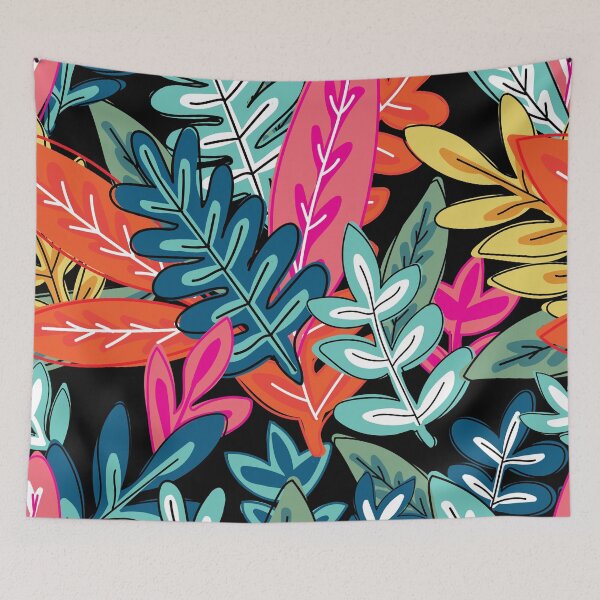 Item preview, Plant Lover - Urban Jungle Leafy Bold Pattern - Orange, Green, Yellow, Coral, Black designed and sold by Cultural Creations Merch.