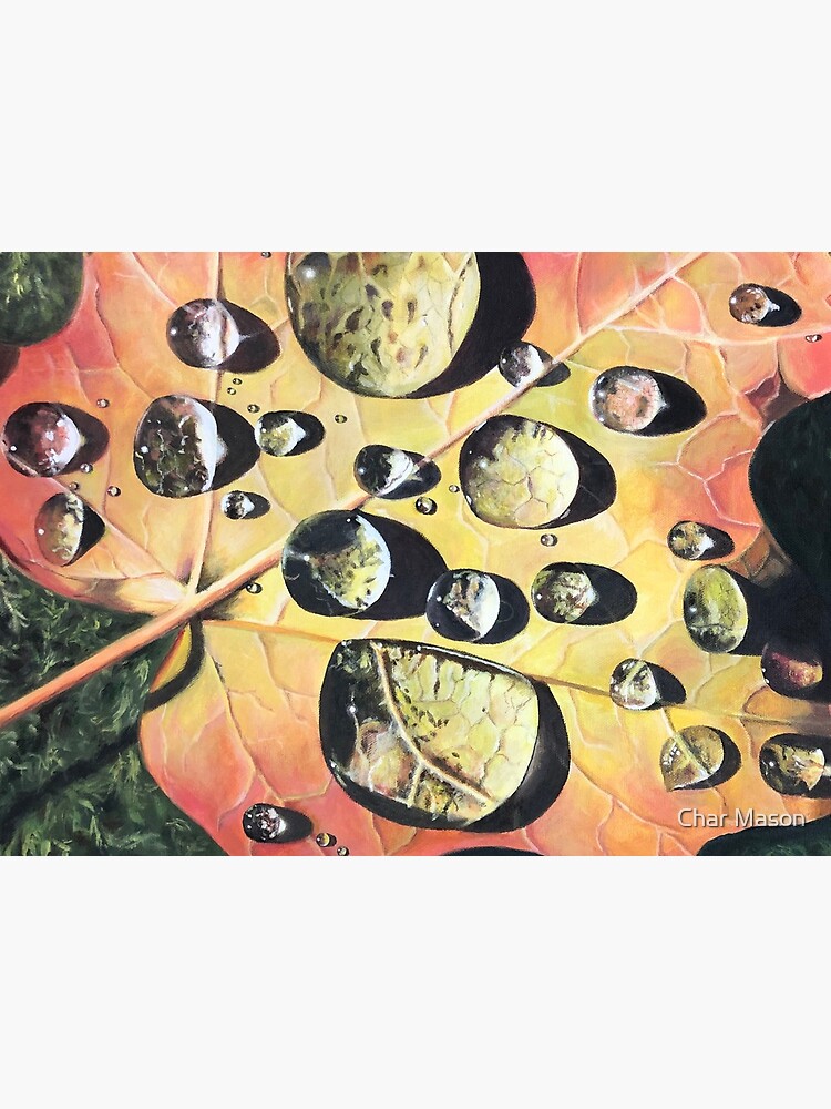 Thumbnail 7 of 7, Mask, Fall Leaf with Water Droplets designed and sold by Char Mason.