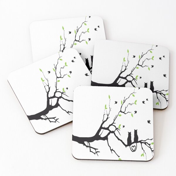 Item preview, cats sitting on a tree branch ( couple ) designed and sold by Beshtawi Store.