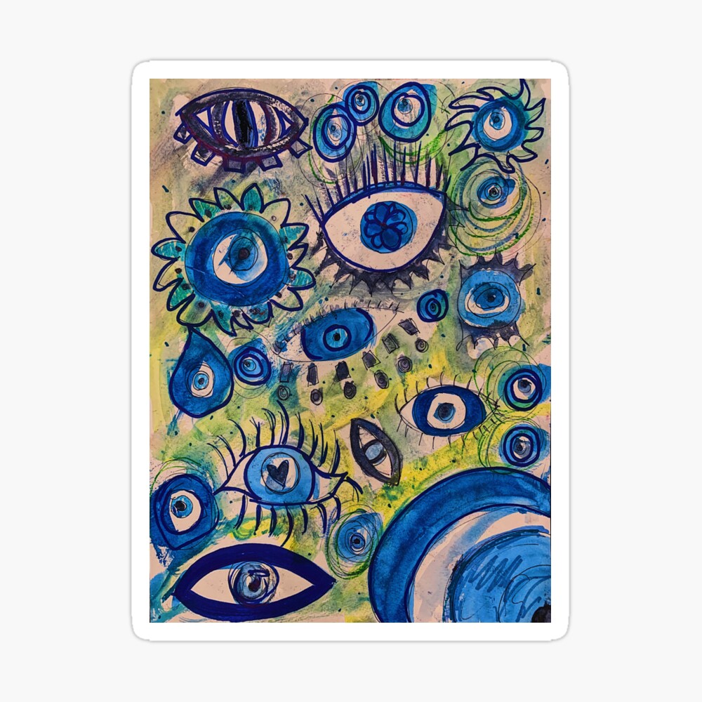Painting Art & Collectibles Evil Eye Painting Blue Eye Original Art 12