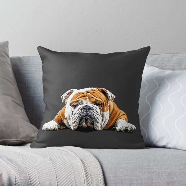 Bulldog Chill Pose - English Bulldog Throw Pillow