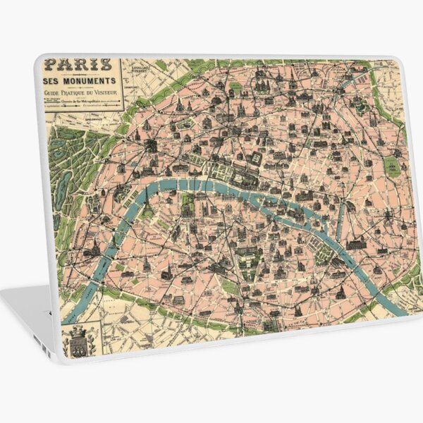vintage paris map Laptop Skin