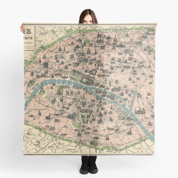 vintage paris map Scarf