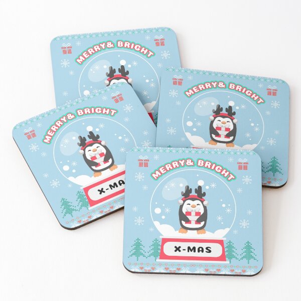 Item preview, Merry and Bright Penguin Reindeer Christmas  designed and sold by bohefy.