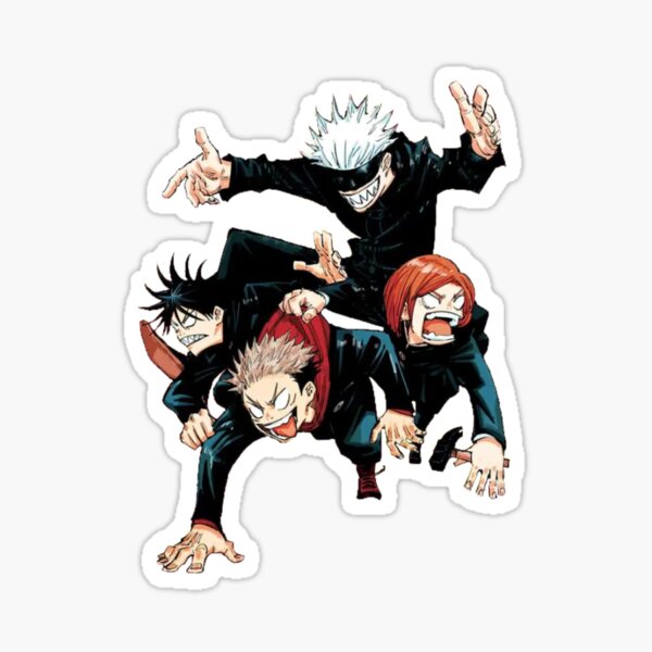 jujutsu kaisen first years with satoru gojou sensei sticker by aesthetictsukki redbubble