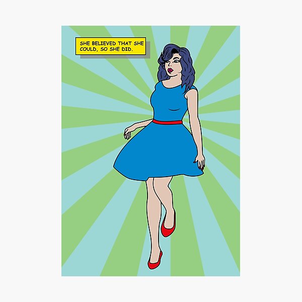 She believed that she could so she did - green stripe Photographic Print