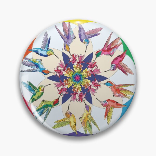 Item preview, Rainbow Mandala Rectangle for Home Art etc with Annas Hummingbird designed and sold by HummingbirdPics.
