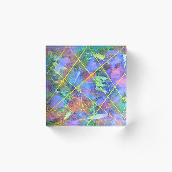 Blue Stained Glass Acrylic Block