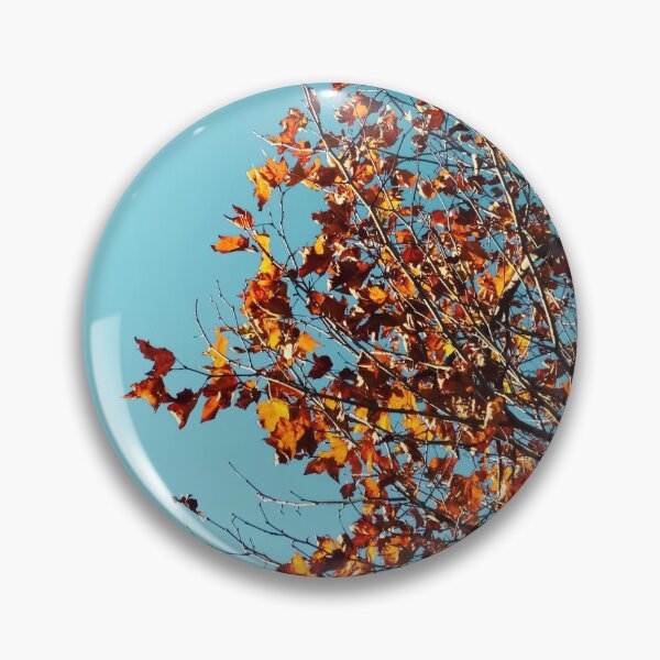 Item preview, Orange autumn tree leaves with blue sky background designed and sold by Mrvell.