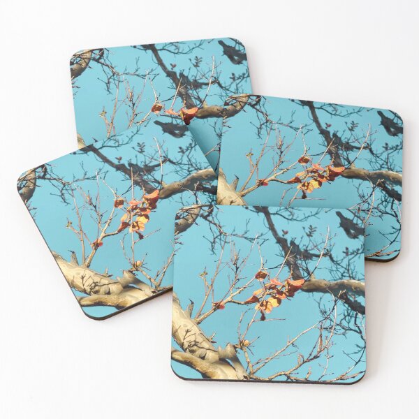Item preview, Tree branch with orange autumn leaves and blue sky designed and sold by Mrvell.