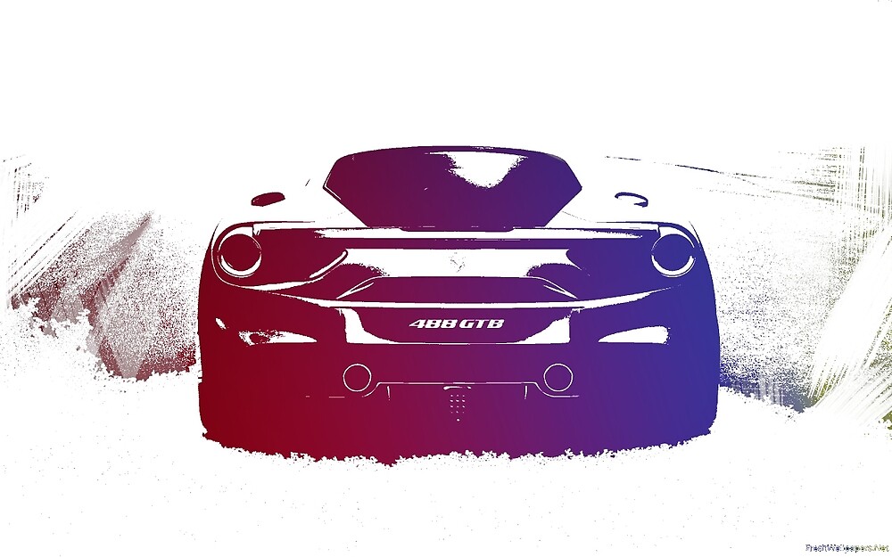 "Ferrari 488 GTB color splash red purple" by JayCorz | Redbubble