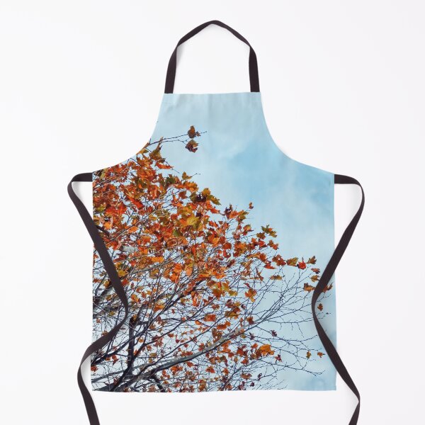 Item preview, Tree branch with orange autumn leaves and blue cloudy sky designed and sold by Mrvell.