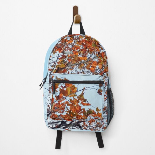 Item preview, Tree branch with orange autumn leaves and blue cloudy sky designed and sold by Mrvell.