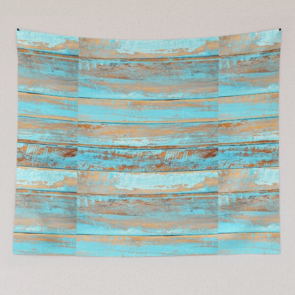 Item preview, Turquoise peeling paint on wood. designed and sold by silviasunflower.