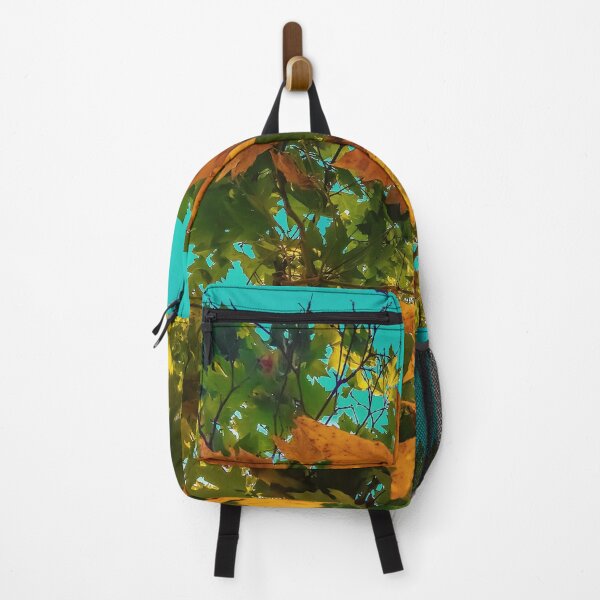 Item preview, Maple tree branch with orange and green autumn leaves and blue sky designed and sold by Mrvell.