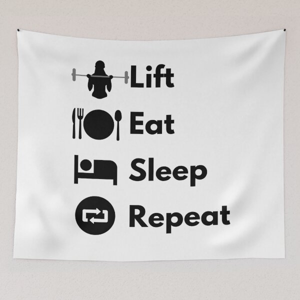 Item preview, Lift, Eat, Sleep, Repeat Simple black text female lifter vector designed and sold by JustAMillenial -.