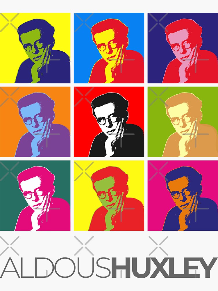 Thumbnail 3 of 3, Sticker, Aldous Huxley pop-art portrait poster designed and sold by CMYKStudio.