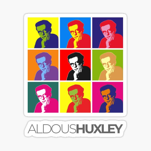 Item preview, Aldous Huxley pop-art portrait poster designed and sold by CMYKStudio.