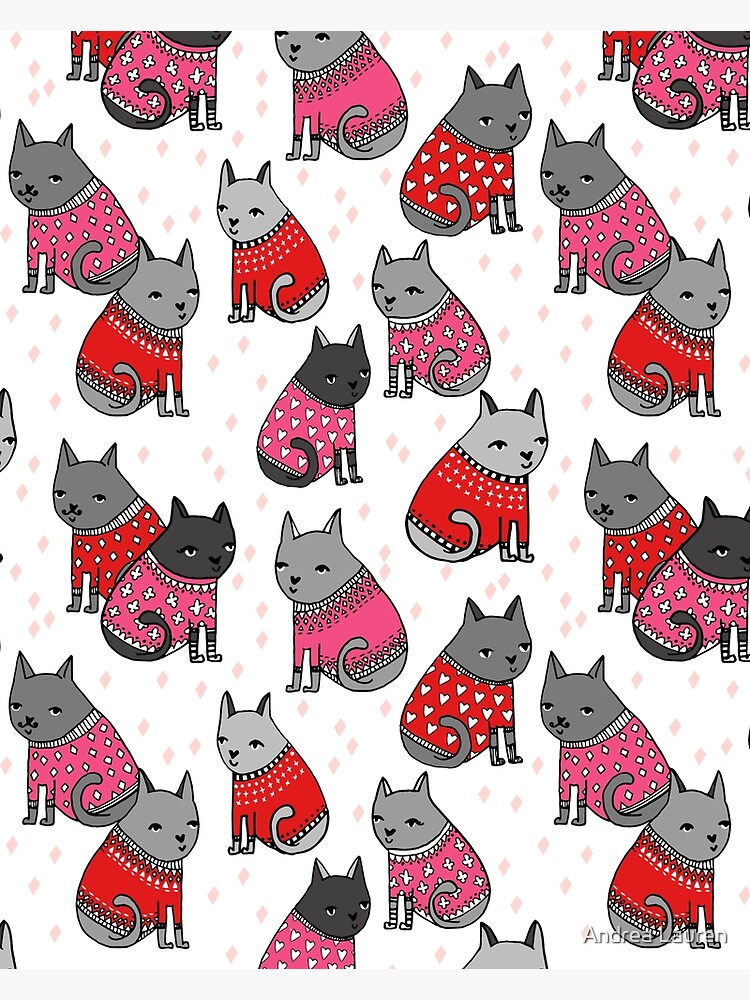 "Sweater Cats valentine love cute kitten // pink red andrea lauren