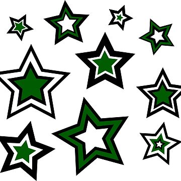 Artwork thumbnail, Green and White School Stars NEW by Danimw