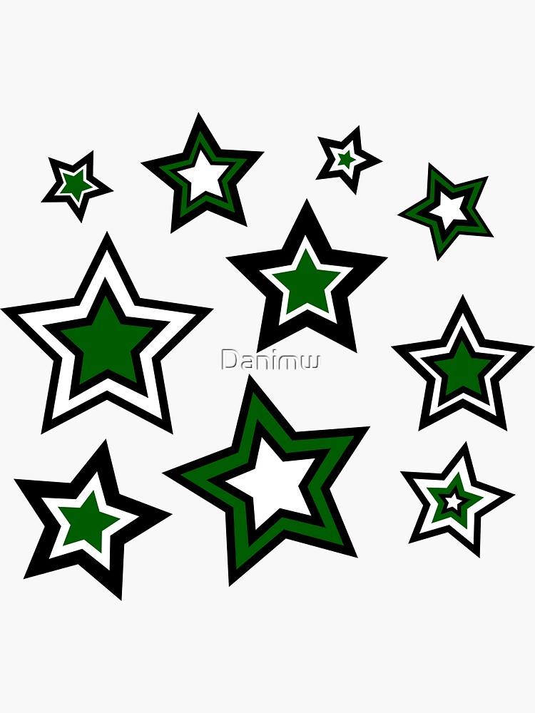Thumbnail 3 of 3, Sticker, Green and White School Stars NEW designed and sold by Danimw.