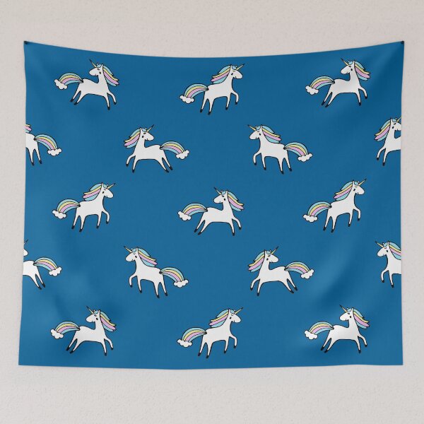 Item preview, Quirky Unicorn Pattern On A Blue designed and sold by okpinsArtDesign.