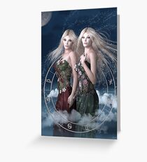 Gemini zodiac fantasy circle Greeting Card