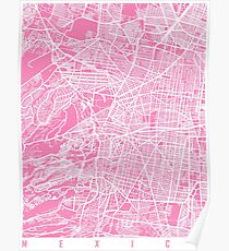 Mexiko Karte Rosa Poster