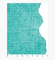 Milwaukee map turquoise Photographic Print