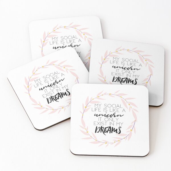 Item preview, My Social Life is Like a Unicorn - Pink Leaf Design designed and sold by ArtworkBySarahN.