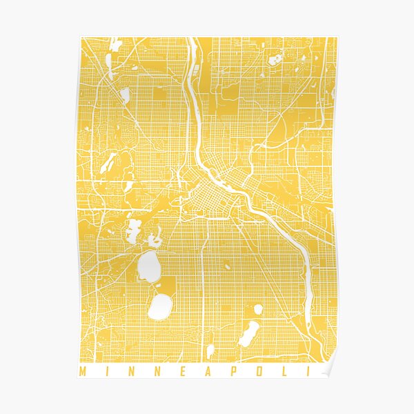 Minneapolis map yellow Poster