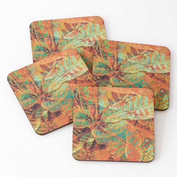 Item preview, Croton Leaf Pattern, Orange & Teal designed and sold by Trixiloo.